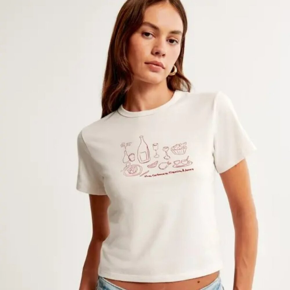Abercrombie Pasta and Wine Graphic Skimming Tee